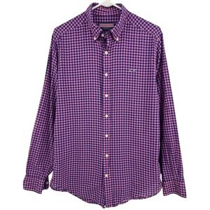 Vineyard Vines Mens Slim Fit Whale Shirt Pink Navy Gingham Check Button Down M